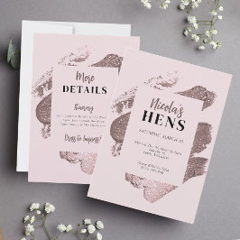 Inbjudan till rosa Glitter Glam Hens Party Interva