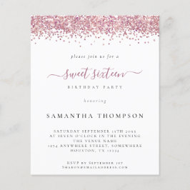 Inbjudan till Rosa Glitter Sweet sixteen