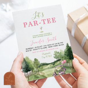 Inbjudan till rosa golf-flicka baby shower par-tee