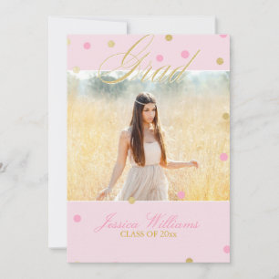 Inbjudan till Rosa & Guld Glitter-konfetti Student