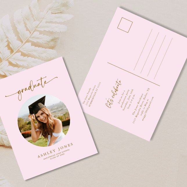 Inbjudan till rosa & Guld Photo Student Studenten (Skapare uppladdad)