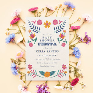 Inbjudan till rosa Gult Mexikansk fiesta Baby Show