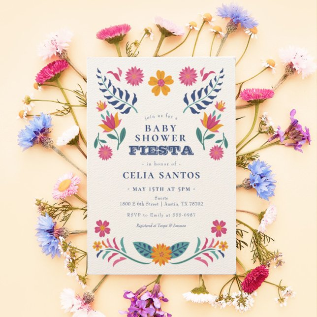 Inbjudan till rosa Gult Mexikansk fiesta Baby Show (Skapare uppladdad)