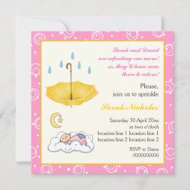 Inbjudan till rosa-gulten för sömnsprinkl. flicka