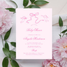 Inbjudan till rosa Hand plockade Bow Baby Shower