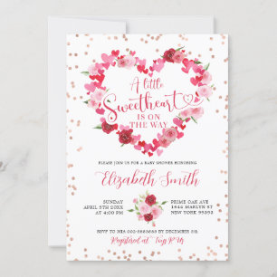 Inbjudan till rosa Heart Baby Shower