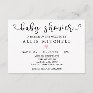 Inbjudan till rosa Heart Baby Shower