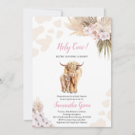 Inbjudan till rosa Heliga Kow Baby Shower