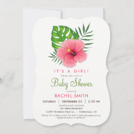 Inbjudan till rosa Hibiscus Flower Girl Baby Showe