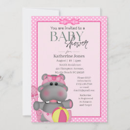 Inbjudan till Rosa Hippo Baby Shower