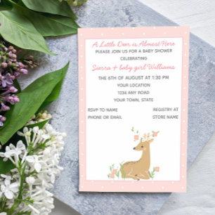 Inbjudan till rosa Hjort Baby Shower