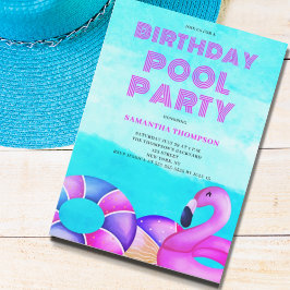 Inbjudan till Rosa i Bassäng Party vid födelsedage
