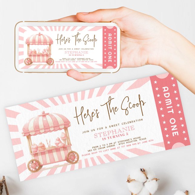 Inbjudan till rosa Ice Cream Barns födelsedag Bilj (Skapare uppladdad)