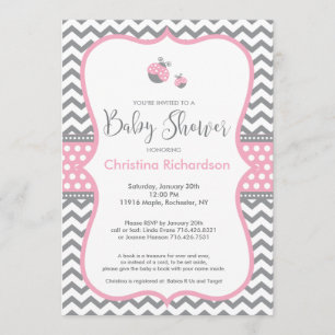 Inbjudan till Rosa Ladybug Baby Shower