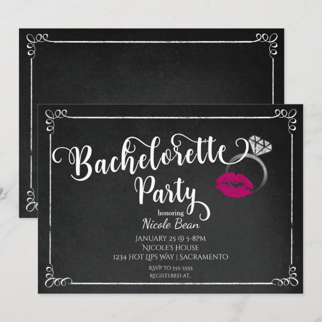 Inbjudan till Rosa Läppar-Förlovningen hos Bachelo (Fram/baksida)