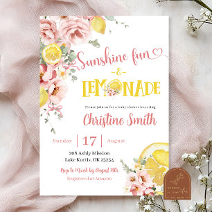 Inbjudan till rosa Lemonade och Bow Baby Shower