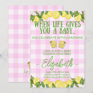 Inbjudan till rosa Lemonade Theter Baby Shower