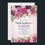Inbjudan till rosa Lila Blommigt 30års födelsedag<br><div class="desc">Söt,  elegant,  rosa och lila blommigt och grönt lämnar 30års födelsedag inbjudan. Kontakta mig för hjälp med anpassning eller för att be om matchning eller samordning av Zazzle-produkter för party.</div>