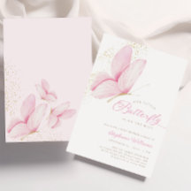 Inbjudan till rosa Little Butterfly Baby Shower