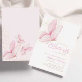 Inbjudan till rosa Little Butterfly Baby Shower