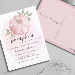 Inbjudan till rosa Little Pumpkin Fall Baby Shower