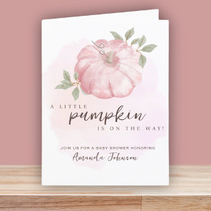 Inbjudan till rosa Little Pumpkin Fall Baby Shower