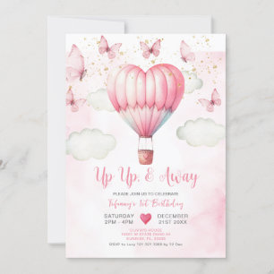 Inbjudan till rosa Luftballong Baby Shower