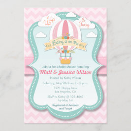 Inbjudan till rosa Luftballong Girls Baby Shower
