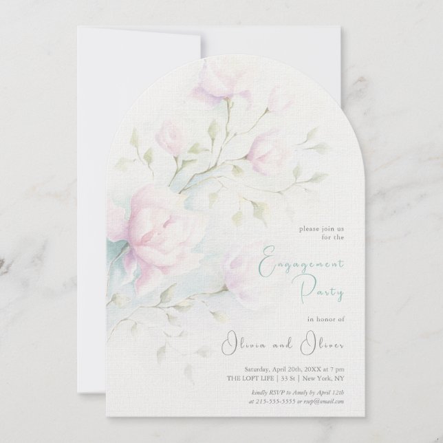 Inbjudan till rosa Magnolia-Förlovningsfest (Framsida)