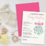 Inbjudan till rosa Mistletoe Baby Shower för flick<br><div class="desc">Fira vintern flicka med den söta "Mistletoe Kisses & Baby Önskemål"-duschinbjudan. Den här stildesignen har en delikat vattenfärgsmistel och en mjuk rosa,  och anger tonen för en mysigt julomgiven babydusch. Anpassa med evenemangsdetaljer och få dina gäster att känna sig varmt välkomna.</div>