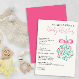 Inbjudan till rosa Mistletoe Baby Shower för flick