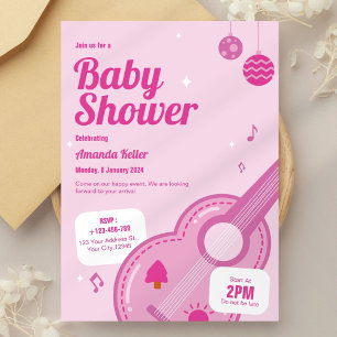 Inbjudan till rosa Musical Flicka Shower
