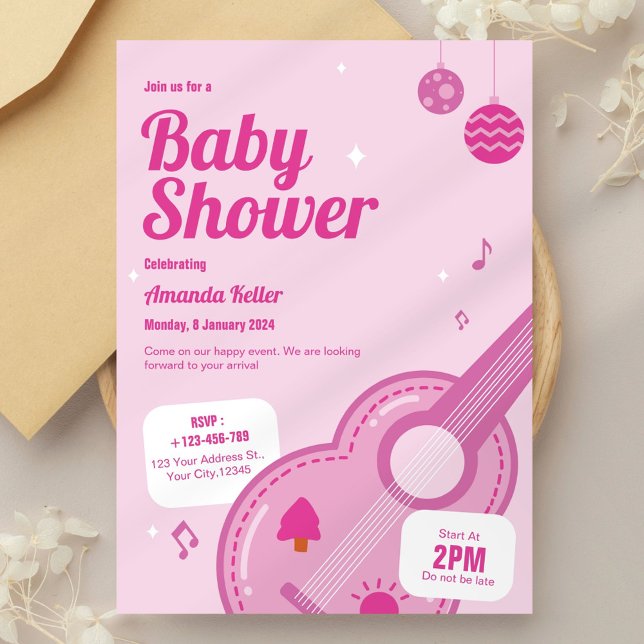 Inbjudan till rosa Musical Flicka Shower (Skapare uppladdad)