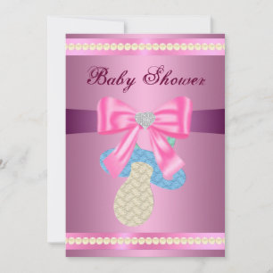 Inbjudan till rosa Nappar Baby Shower
