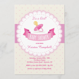 Inbjudan till rosa Nappar Baby Shower