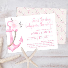Inbjudan till rosa Nautical Anchor Baby Shower