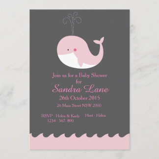 Inbjudan till Rosa Nautical Whale Baby Shower