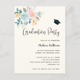 Inbjudan till rosa och Blå blomma i Bouquet Studen