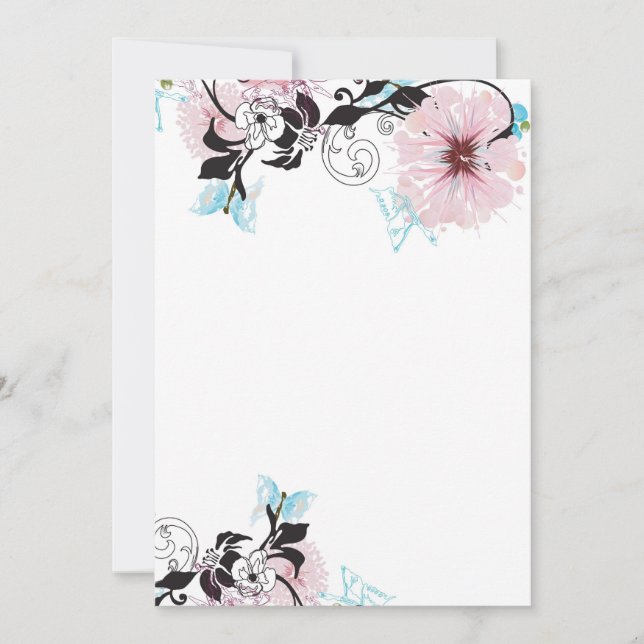 Inbjudan till rosa och blå fjäril (Framsida)