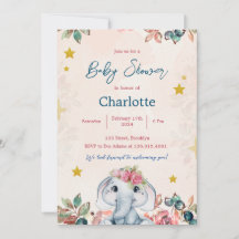 Inbjudan till rosa och Blue Modern Baby Shower