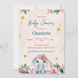 Inbjudan till rosa och Blue Modern Baby Shower