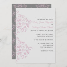 Inbjudan till rosa- och Grått-Elegant-