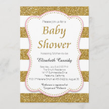 Inbjudan till rosa och Guld Glitter Baby Shower