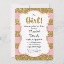 Inbjudan till rosa och Guld Glitter Flicka-noder