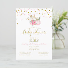 Inbjudan till rosa  och Guld Pumpkin Baby Shower
