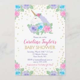 Inbjudan till rosa och Guld Unicorn Baby Shower