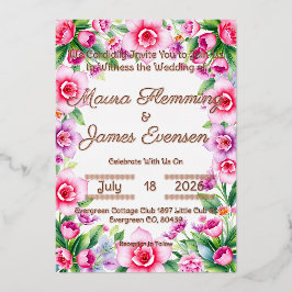 Inbjudan till rosa och Lila Blommigt