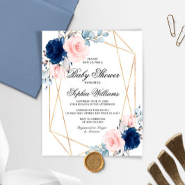 Inbjudan till Rosa och marin blått babyskor