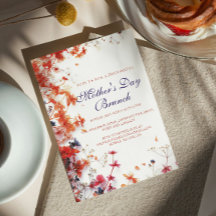 Inbjudan till rosa och rödblommor Mors dag Brunch