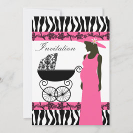 Inbjudan till rosa- och Zebra-babyskor